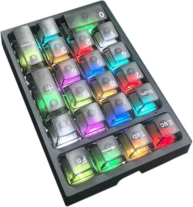 Boyi TD21 Hot Swappable Numpad,21 Keys Mini Numpad Portable Keypad Bluetooth 5.0/2.4GHz/Wired Number Pad Keyboard PBT Keycaps RGB Backlit Type-C Mini Keyboard(Black Transparent Keycaps) - Image 3